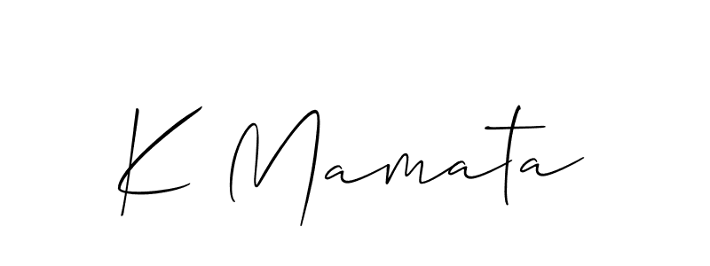 How to make K Mamata name signature. Use Allison_Script style for creating short signs online. This is the latest handwritten sign. K Mamata signature style 2 images and pictures png