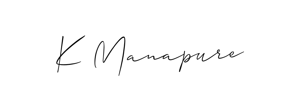 Also You can easily find your signature by using the search form. We will create K Manapure name handwritten signature images for you free of cost using Allison_Script sign style. K Manapure signature style 2 images and pictures png