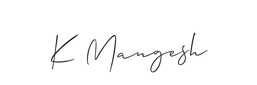 Create a beautiful signature design for name K Mangesh. With this signature (Allison_Script) fonts, you can make a handwritten signature for free. K Mangesh signature style 2 images and pictures png