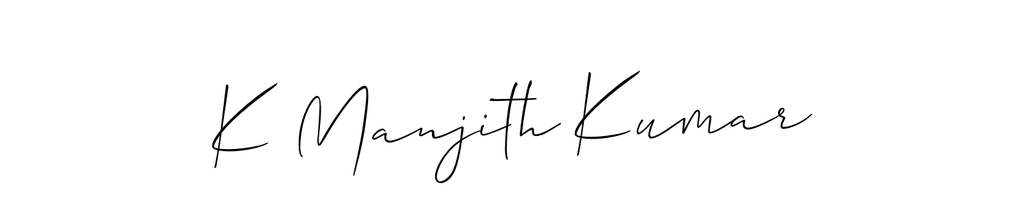 Make a beautiful signature design for name K Manjith Kumar. With this signature (Allison_Script) style, you can create a handwritten signature for free. K Manjith Kumar signature style 2 images and pictures png