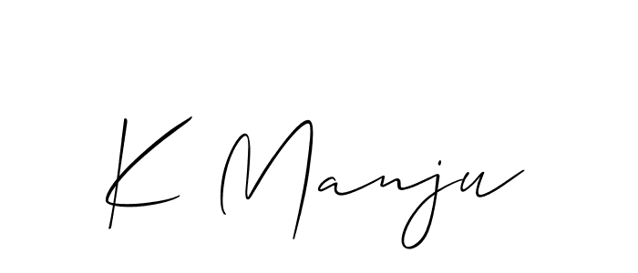 How to make K Manju signature? Allison_Script is a professional autograph style. Create handwritten signature for K Manju name. K Manju signature style 2 images and pictures png