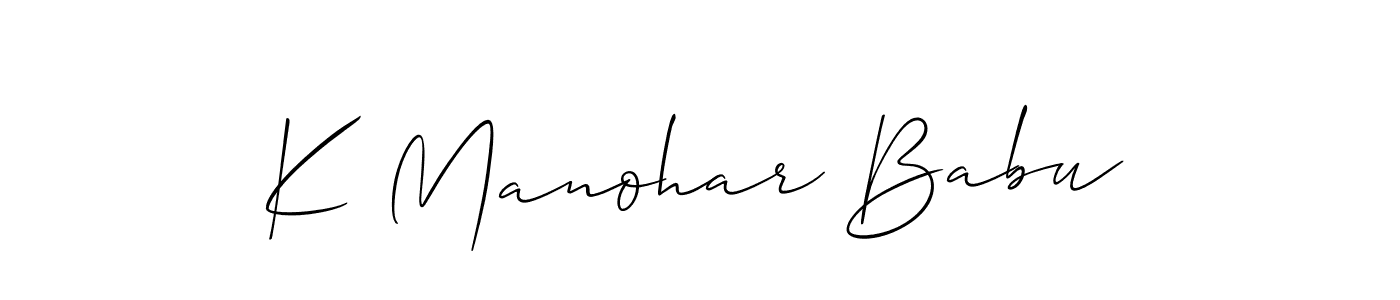Allison_Script is a professional signature style that is perfect for those who want to add a touch of class to their signature. It is also a great choice for those who want to make their signature more unique. Get K Manohar Babu name to fancy signature for free. K Manohar Babu signature style 2 images and pictures png