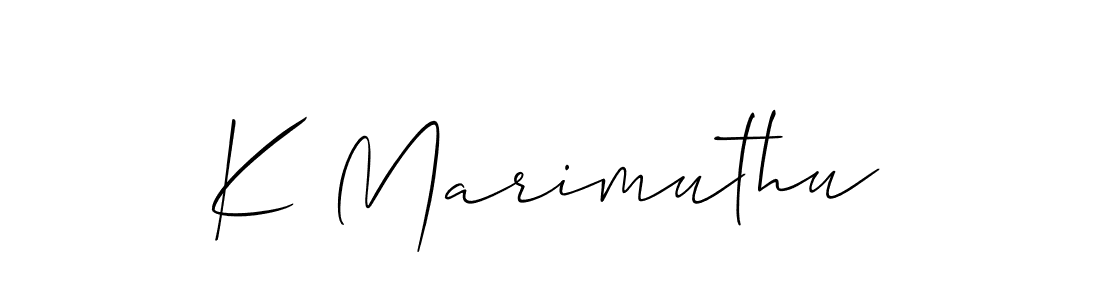 Use a signature maker to create a handwritten signature online. With this signature software, you can design (Allison_Script) your own signature for name K Marimuthu. K Marimuthu signature style 2 images and pictures png