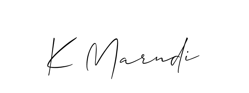 Allison_Script is a professional signature style that is perfect for those who want to add a touch of class to their signature. It is also a great choice for those who want to make their signature more unique. Get K Marndi name to fancy signature for free. K Marndi signature style 2 images and pictures png