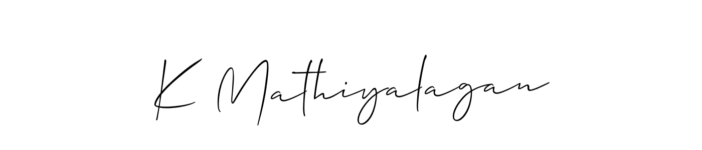 Create a beautiful signature design for name K Mathiyalagan. With this signature (Allison_Script) fonts, you can make a handwritten signature for free. K Mathiyalagan signature style 2 images and pictures png
