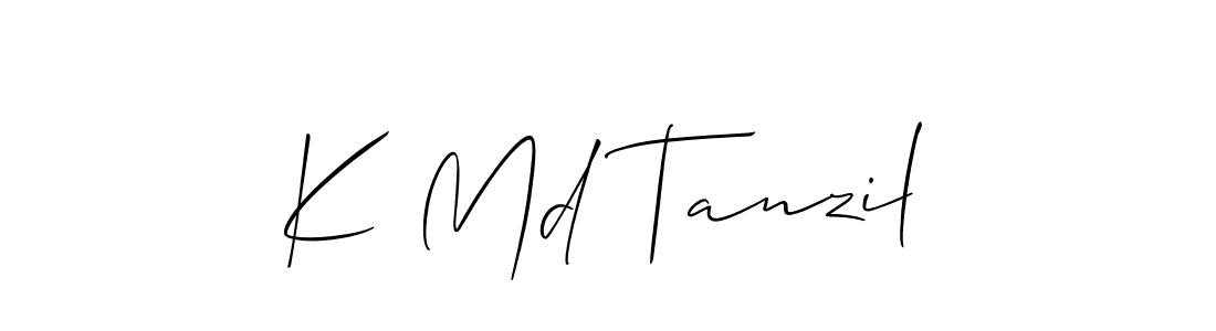 Use a signature maker to create a handwritten signature online. With this signature software, you can design (Allison_Script) your own signature for name K Md Tanzil. K Md Tanzil signature style 2 images and pictures png