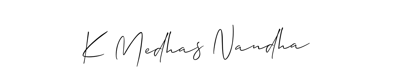 See photos of K Medhas Nandha official signature by Spectra . Check more albums & portfolios. Read reviews & check more about Allison_Script font. K Medhas Nandha signature style 2 images and pictures png