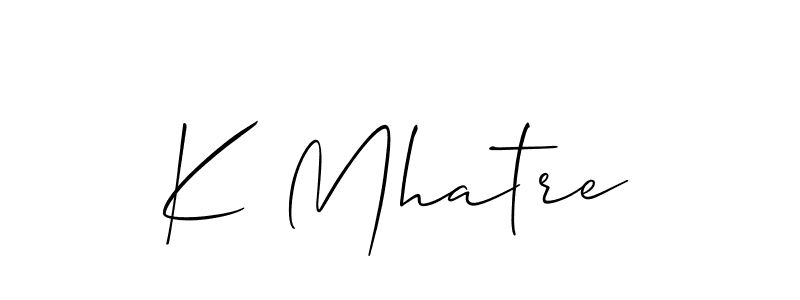 You should practise on your own different ways (Allison_Script) to write your name (K Mhatre) in signature. don't let someone else do it for you. K Mhatre signature style 2 images and pictures png