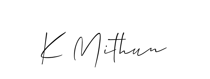 How to make K Mithun name signature. Use Allison_Script style for creating short signs online. This is the latest handwritten sign. K Mithun signature style 2 images and pictures png