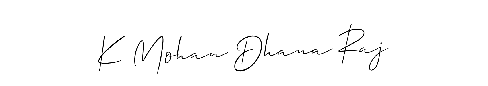 Create a beautiful signature design for name K Mohan Dhana Raj. With this signature (Allison_Script) fonts, you can make a handwritten signature for free. K Mohan Dhana Raj signature style 2 images and pictures png