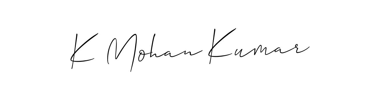 This is the best signature style for the K Mohan Kumar name. Also you like these signature font (Allison_Script). Mix name signature. K Mohan Kumar signature style 2 images and pictures png