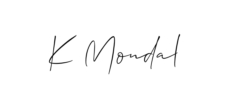 Also we have K Mondal name is the best signature style. Create professional handwritten signature collection using Allison_Script autograph style. K Mondal signature style 2 images and pictures png