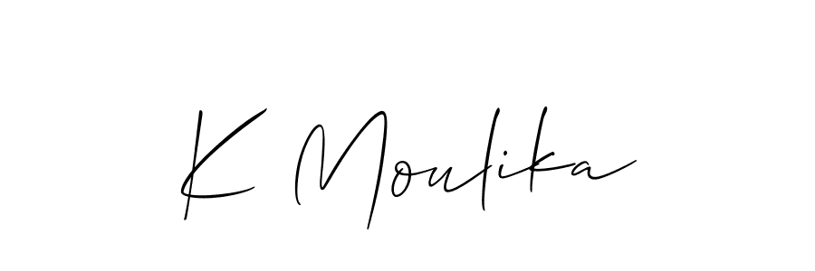 Allison_Script is a professional signature style that is perfect for those who want to add a touch of class to their signature. It is also a great choice for those who want to make their signature more unique. Get K Moulika name to fancy signature for free. K Moulika signature style 2 images and pictures png