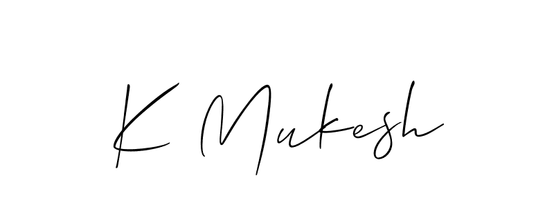 Also we have K Mukesh name is the best signature style. Create professional handwritten signature collection using Allison_Script autograph style. K Mukesh signature style 2 images and pictures png