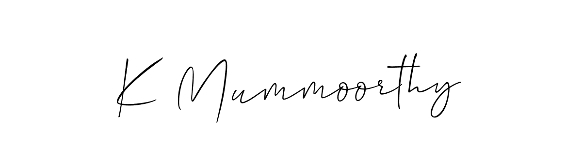 Make a short K Mummoorthy signature style. Manage your documents anywhere anytime using Allison_Script. Create and add eSignatures, submit forms, share and send files easily. K Mummoorthy signature style 2 images and pictures png