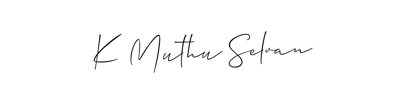 K Muthu Selvan stylish signature style. Best Handwritten Sign (Allison_Script) for my name. Handwritten Signature Collection Ideas for my name K Muthu Selvan. K Muthu Selvan signature style 2 images and pictures png