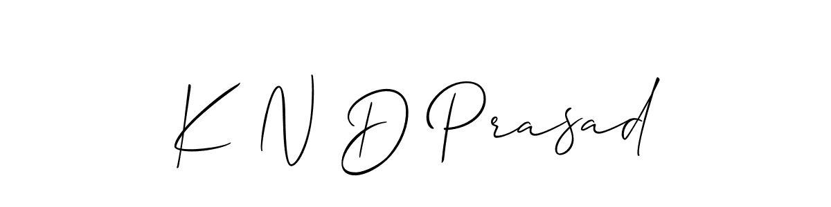 Also You can easily find your signature by using the search form. We will create K N D Prasad name handwritten signature images for you free of cost using Allison_Script sign style. K N D Prasad signature style 2 images and pictures png