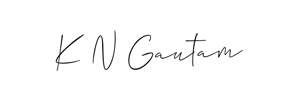 Allison_Script is a professional signature style that is perfect for those who want to add a touch of class to their signature. It is also a great choice for those who want to make their signature more unique. Get K N Gautam name to fancy signature for free. K N Gautam signature style 2 images and pictures png