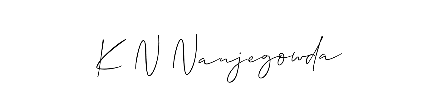 Use a signature maker to create a handwritten signature online. With this signature software, you can design (Allison_Script) your own signature for name K N Nanjegowda. K N Nanjegowda signature style 2 images and pictures png