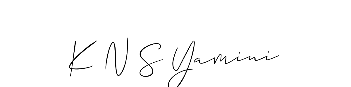 You should practise on your own different ways (Allison_Script) to write your name (K N S Yamini) in signature. don't let someone else do it for you. K N S Yamini signature style 2 images and pictures png