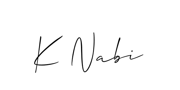 How to make K Nabi name signature. Use Allison_Script style for creating short signs online. This is the latest handwritten sign. K Nabi signature style 2 images and pictures png