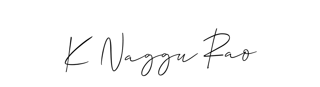 The best way (Allison_Script) to make a short signature is to pick only two or three words in your name. The name K Naggu Rao include a total of six letters. For converting this name. K Naggu Rao signature style 2 images and pictures png
