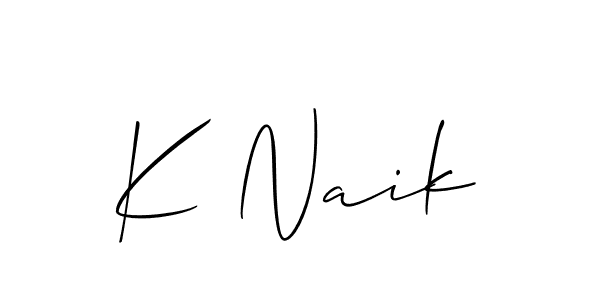 How to make K Naik signature? Allison_Script is a professional autograph style. Create handwritten signature for K Naik name. K Naik signature style 2 images and pictures png