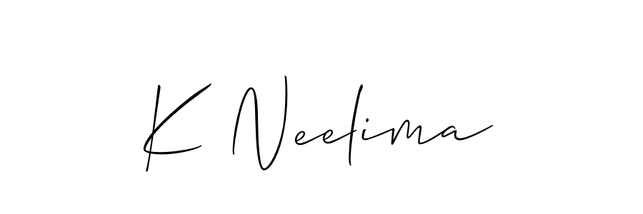 How to Draw K Neelima signature style? Allison_Script is a latest design signature styles for name K Neelima. K Neelima signature style 2 images and pictures png