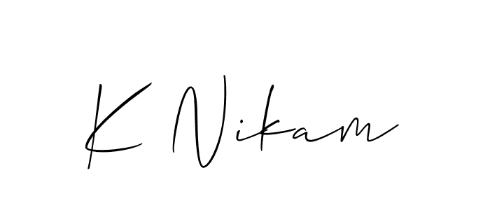 It looks lik you need a new signature style for name K Nikam. Design unique handwritten (Allison_Script) signature with our free signature maker in just a few clicks. K Nikam signature style 2 images and pictures png