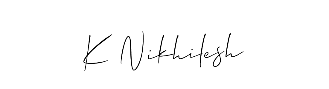 Similarly Allison_Script is the best handwritten signature design. Signature creator online .You can use it as an online autograph creator for name K Nikhilesh. K Nikhilesh signature style 2 images and pictures png