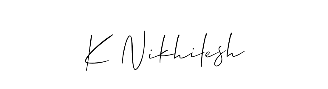 You should practise on your own different ways (Allison_Script) to write your name (K Nikhilesh) in signature. don't let someone else do it for you. K Nikhilesh signature style 2 images and pictures png