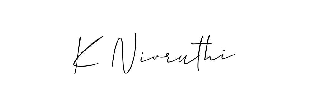 You should practise on your own different ways (Allison_Script) to write your name (K Nivruthi) in signature. don't let someone else do it for you. K Nivruthi signature style 2 images and pictures png
