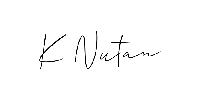 Also You can easily find your signature by using the search form. We will create K Nutan name handwritten signature images for you free of cost using Allison_Script sign style. K Nutan signature style 2 images and pictures png