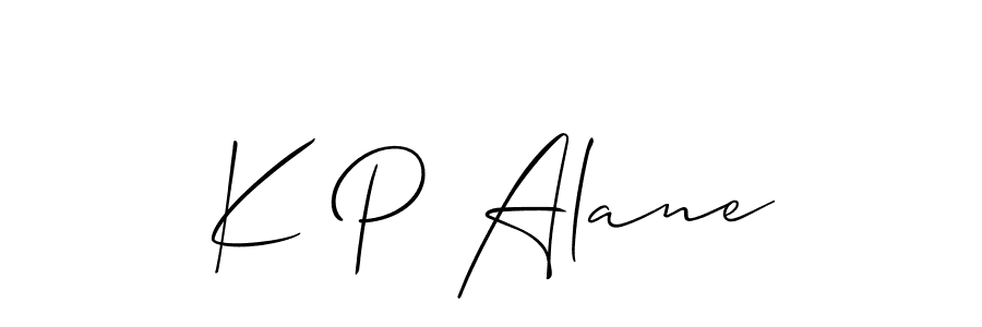 It looks lik you need a new signature style for name K P Alane. Design unique handwritten (Allison_Script) signature with our free signature maker in just a few clicks. K P Alane signature style 2 images and pictures png