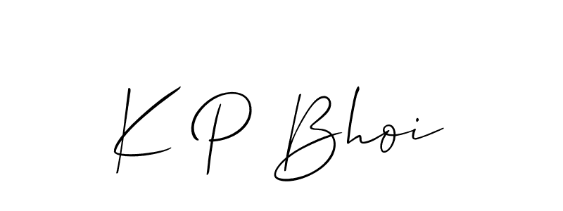 Allison_Script is a professional signature style that is perfect for those who want to add a touch of class to their signature. It is also a great choice for those who want to make their signature more unique. Get K P Bhoi name to fancy signature for free. K P Bhoi signature style 2 images and pictures png