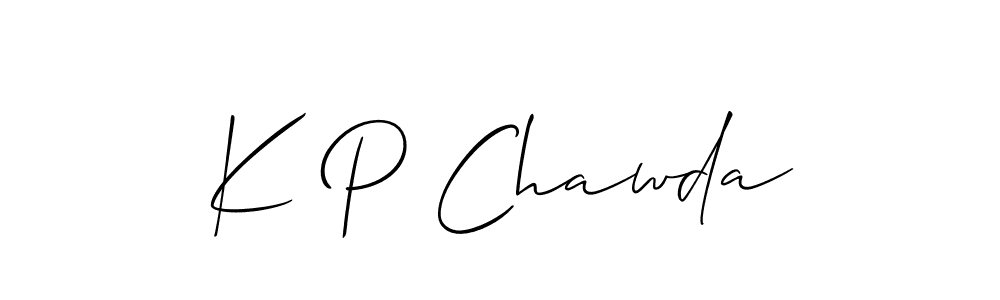 if you are searching for the best signature style for your name K P Chawda. so please give up your signature search. here we have designed multiple signature styles  using Allison_Script. K P Chawda signature style 2 images and pictures png