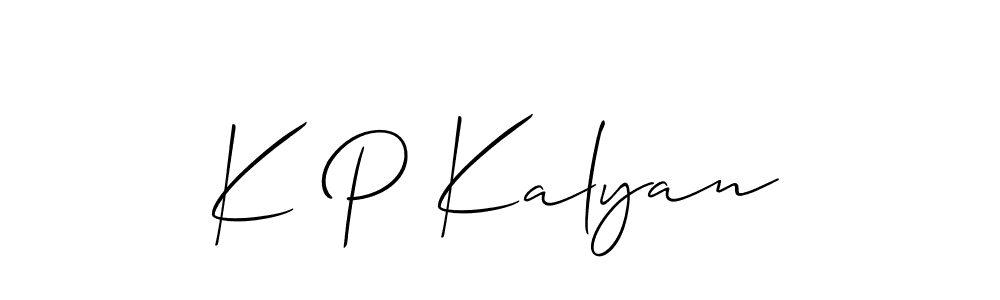 Also You can easily find your signature by using the search form. We will create K P Kalyan name handwritten signature images for you free of cost using Allison_Script sign style. K P Kalyan signature style 2 images and pictures png