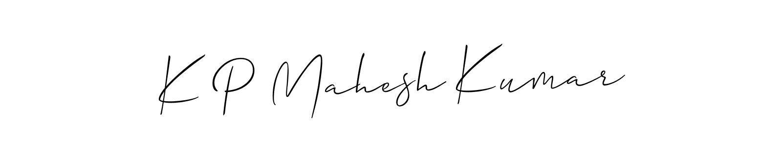 if you are searching for the best signature style for your name K P Mahesh Kumar. so please give up your signature search. here we have designed multiple signature styles  using Allison_Script. K P Mahesh Kumar signature style 2 images and pictures png