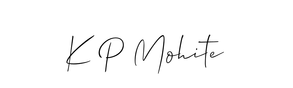 if you are searching for the best signature style for your name K P Mohite. so please give up your signature search. here we have designed multiple signature styles  using Allison_Script. K P Mohite signature style 2 images and pictures png