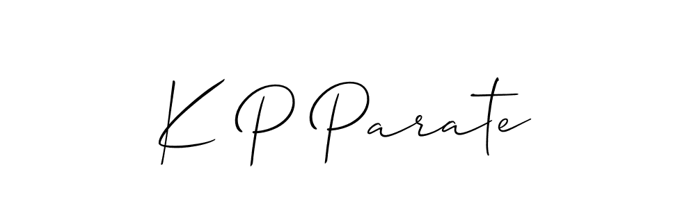 You should practise on your own different ways (Allison_Script) to write your name (K P Parate) in signature. don't let someone else do it for you. K P Parate signature style 2 images and pictures png