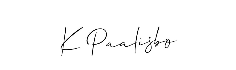How to make K Paalisbo name signature. Use Allison_Script style for creating short signs online. This is the latest handwritten sign. K Paalisbo signature style 2 images and pictures png