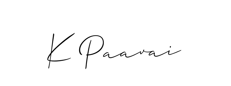 It looks lik you need a new signature style for name K Paavai. Design unique handwritten (Allison_Script) signature with our free signature maker in just a few clicks. K Paavai signature style 2 images and pictures png