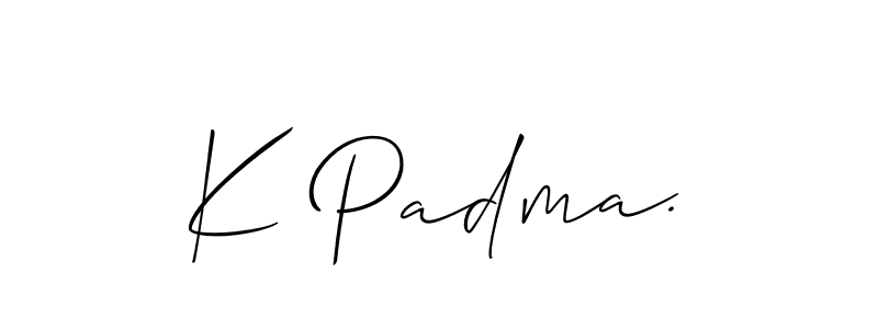 Use a signature maker to create a handwritten signature online. With this signature software, you can design (Allison_Script) your own signature for name K Padma.. K Padma. signature style 2 images and pictures png