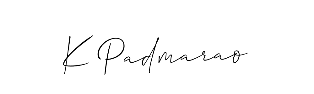 The best way (Allison_Script) to make a short signature is to pick only two or three words in your name. The name K Padmarao include a total of six letters. For converting this name. K Padmarao signature style 2 images and pictures png