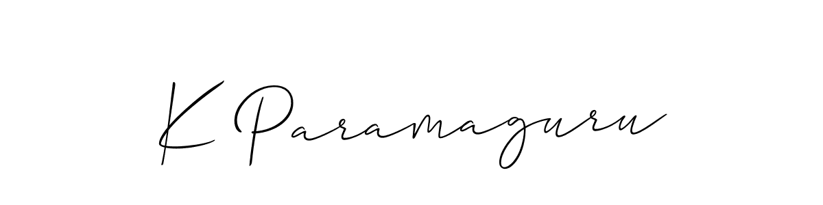Use a signature maker to create a handwritten signature online. With this signature software, you can design (Allison_Script) your own signature for name K Paramaguru. K Paramaguru signature style 2 images and pictures png