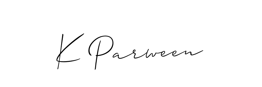 How to make K Parween name signature. Use Allison_Script style for creating short signs online. This is the latest handwritten sign. K Parween signature style 2 images and pictures png