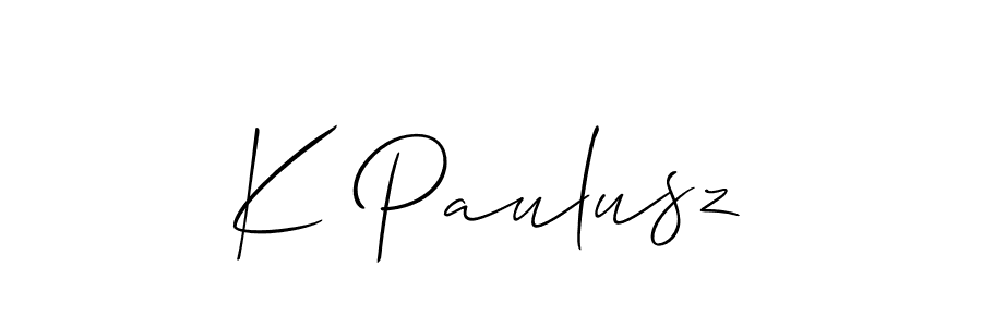 if you are searching for the best signature style for your name K Paulusz. so please give up your signature search. here we have designed multiple signature styles  using Allison_Script. K Paulusz signature style 2 images and pictures png