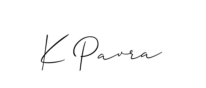 Design your own signature with our free online signature maker. With this signature software, you can create a handwritten (Allison_Script) signature for name K Pavra. K Pavra signature style 2 images and pictures png