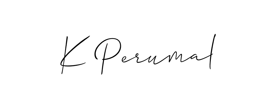 Also You can easily find your signature by using the search form. We will create K Perumal name handwritten signature images for you free of cost using Allison_Script sign style. K Perumal signature style 2 images and pictures png