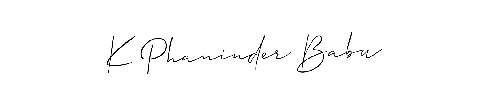 Use a signature maker to create a handwritten signature online. With this signature software, you can design (Allison_Script) your own signature for name K Phaninder Babu. K Phaninder Babu signature style 2 images and pictures png